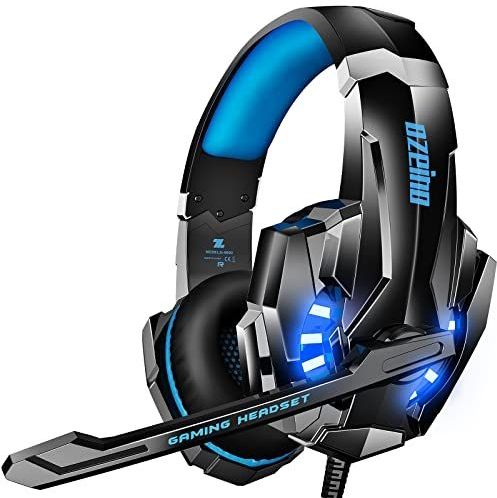 Ozeino Gaming headset voor PS4 PS5 3D surround sound noise cancelling hoofdtelefoon met microfoon voor PC Xbox One Switch met ledlicht