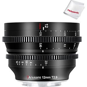 7artisans 12 mm T2.9 groothoek-cine-lens, compatibel met Canon EOS RF-Mount spiegelloze camera's EOS R RP R5 R5C R6 R6II en R7 R10 onder APS-C-modusinstelling