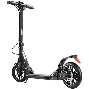 Scooter for volwassenen, grote wielen, kick-scooter met schijfhandrem, dubbele vering, opvouwbare scooter for volwassenen, kinderen, tieners - belasting 100 kg (Color : Black)