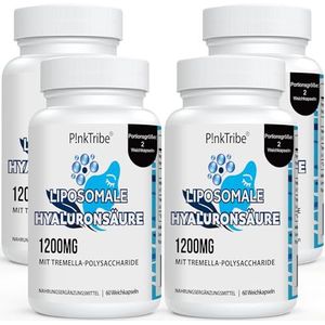 Liposomale Hyaluronzuur Capsules - Hooggedoseerd met 1000 mg Hyaluron, Hoogmoleculair Hyaluronzuur (500-700 kDa), Vrij van Toevoegingen, 60 Stuk (Verpakking van 4)