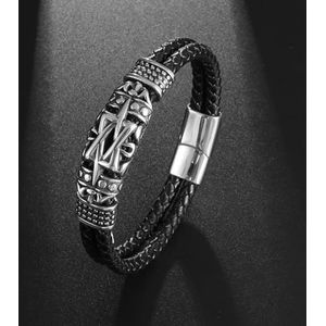 Heren Womens Paar Metaal Infinity Sign Lederen Armband Magnetische Sluiting Bedelarmband Lederen Polsbandje Casual Sieraden