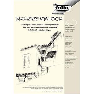 folia - Schetsblok, 120 g/m², wit, 50 vellen - zeer fijn, wit tekenpapier, chloorvrij (DIN A4, verpakking van 2)