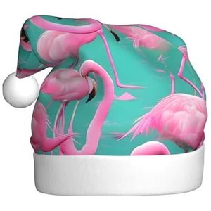 FRESQA Mooie Roze Flamingo's Volwassen Pluche Kerst Hoed-Seizoensgebonden Hoed Decoraties, Voor Feesten En Vieringen