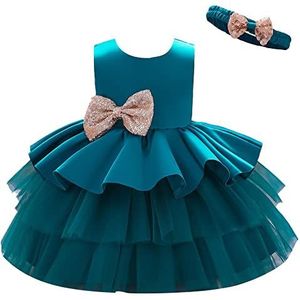 Lito Angels Bruiloft Jurk met Hoofdband voor Baby Meisjes Blauwgroen Maat 8 Leeftijd 9-12 Maanden Markeringsnummer 7