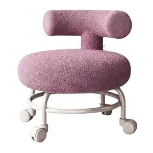 FXLUHAY Pedicure stoel rolkruk met rugleuning opstapkruk draaibare beweegbare stoel lage kruk met wielen voor stevige deuropening thuis slaapkamer woonkamer (violet)