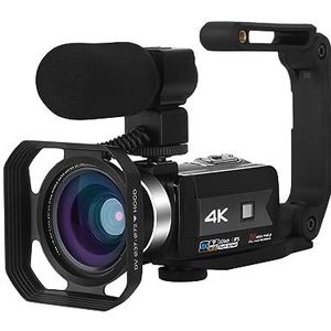 4K Professionele Camera's For Video-opname 56MP Wifi Vlog Camcorder Streaming Webcam IR Nachtzichtstabilisator Heldere Gedetailleerde Beelden(No SD Card,Set-black)