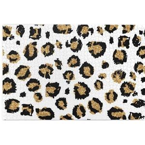 Dierenprint luipaard zwart glitter goud, puzzel 1000 stukjes houten puzzel familiespel wanddecoratie