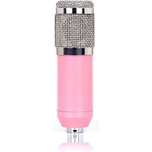 Complete podcastkit, Condensatormicrofoonbundel Geluidskaartset met verstelbare microfoonophanging Schaararm Professionele studio draadloze karaokemicrofoon(Pink BM800 Mic)