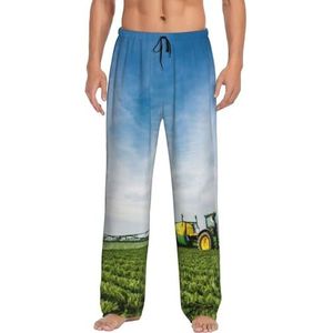 WYCZHY Tractor Farm Heren Pyjama Bottoms Pyjama Broek Voor Mannen Lounge Slaap Bodem Pj Broek Zacht Met Zakken, Zwart, S