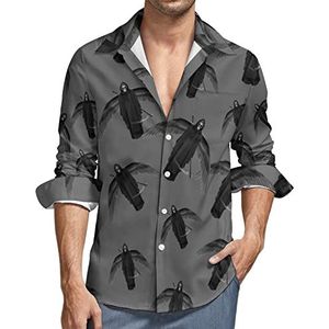 Death Grim Reaper Overhemd voor heren, button-down shirt met lange mouwen en V-hals, casual tops met normale pasvorm