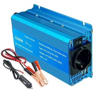 Spanningsomvormer Auto-omvormer Met 31A EU-universeel Stopcontact Omvormer Van DC 12V Naar AC 230V 1000W/1500W/2200W Zuivere Sinusgolf 50Hz/60Hz(1500W 60Hz EU)