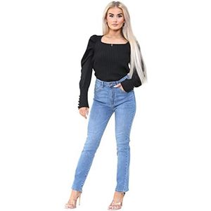 989Zé ENZO Womens slanke rechte been jeans stretch katoen denim broek, Lichtblauw, 40