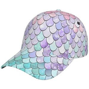 Baseballpet papa hoed originele klassieke unisex volwassen mannen bal cap verstelbare maat zeemeermin roze paars, Zwart, one size