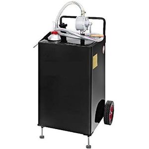 30 gallon gascaddy, brandstofopslagtank met wielen, draagbare brandstofcaddy met manuele transferpomp for auto's, ATV's, boten