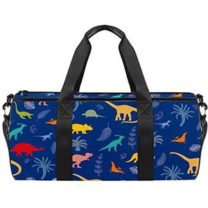 Zeemeermin patroon reizen duffle tas sport bagage met rugzak draagtas gymtas voor mannen en vrouwen, Mini Dinosaurus Patroon, 45 x 23 x 23 cm / 17.7 x 9 x 9 inch