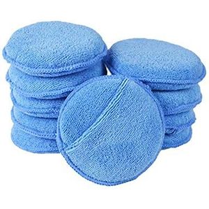 Suszian Auto Waxen Polish Sponge,10 Stks Blauw Ronde Zachte Microfiber Auto Wax Applicator Pads Polijsten Sponzen Voor Auto Waxen Accessoires