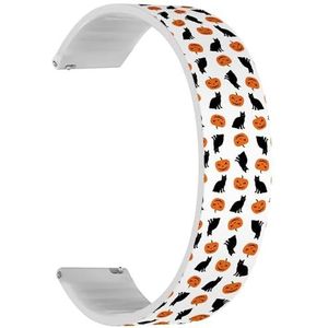 RYANUKA Solo Loop Band Compatibel met Amazfit GTR 2e / GTR 2 / GTR 3 Pro/GTR 3 / GTR 4 (Halloween Pompoen Zwarte Kat) Quick-Release 22 mm rekbare siliconen band band accessoire, Siliconen, Geen