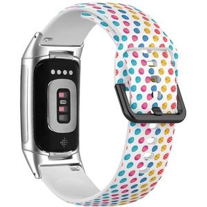 RYANUKA Zachte sportband compatibel met Fitbit Charge 5 / Fitbit Charge 6 (kleurrijke paaseieren) siliconen armband accessoire, Siliconen, Geen edelsteen