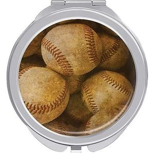 Vintage Baseball Compact Kleine Reizen Make-up Spiegel Draagbare Dubbelzijdige Pocket Spiegels voor Handtas Purse