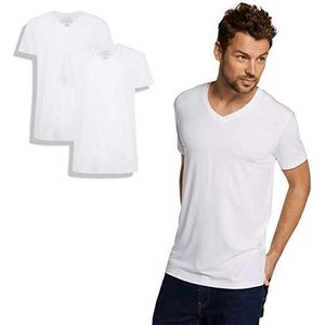 Bamboo Basics - Heren Extra Lang T-shirt (2-pack) - Wit - Velo - V-hals - Thermo - Perfect Fit, Zijdezacht en Hypoallergeen