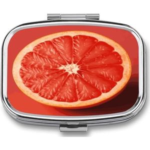 Roze Rijpe Grapefruit Slice Pill Box Pil Organizer Pil Case 2 Compartiment Geneeskunde Pil Organizer Kleine Pil Case Pil Container Pillenhouder Leuke Pillendoos Mini Pillendoosje