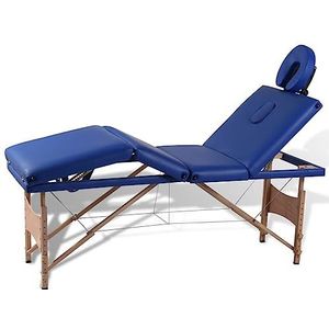 Massagetafel inklapbaar met houten frame (vier delen/blauw) massage tafel