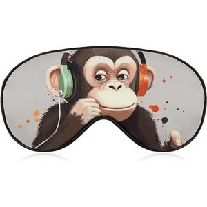 Muziek Monkey slaapmasker, lichtblokkerend oogmasker, comfortabel en zacht, oogbedekking met elastiek, geschikt voor mannen en vrouwen, geschikt voor reizen en slapen