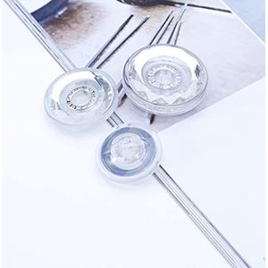 Button， Knopen Naaien Crafts， 6 stuks strassknopen damesjas glas hars decoratieve knoppen(White,34MM)