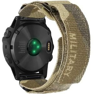 Camouflage nylon bandjes horlogeband geschikt for Garmin Fenix ​​Forerunner Vivoactive (Color : KHK, Size : 26MM_M 185MM TO 210MM)