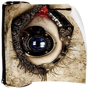 Potlood Case Pen Tas Houder met Rits Coin Organizer Tassen Make-up Cosmetische Pouch voor Vrouwen Tiener Meisjes Jongens Kinderen, Bruin Oog