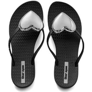 fengqingyunyan0304 Slides, flip-flops voor dames, bovenkleding, hondrood, casual strandschoenen, voor dames en heren, zwart, 40 EU