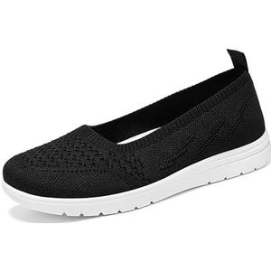 Platform Orthopedische Schoenen Vrijetijdswandelschoenen for Dames Klassieke Instapsneakers Zomer Ademende Loopschoenen Van Gebreid Mesh Lichtgewicht Sneakers (Color : Black, Size : 36 EU)