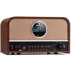 Auna Draagbare DAB-radio-cd-speler voor thuis, FM/DAB/DAB+ met Bluetooth + AUX, stereo-installatie, lcd-display, afstandsbediening, digitale radio met cd, MP3 & streaming, DAB-radio, klein, netvoeding