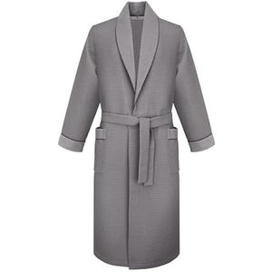 Revise RE-519 Badjas voor heren, universeel, 100% katoen, wafelpiqué, elegant, licht, grijs, M