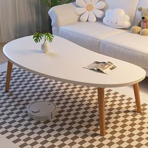 GEIRONV Houten Salontafel, for Woonkamer Slaapkamer Balkon Tuin Eenvoudige Tafel Kleine Mango Type Onregelmatige Tafels Eenvoudig Te Monteren Nesttafel (Color : White, Size : 120x55cm)