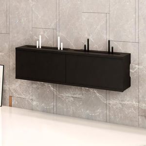 XCLOOZGL Modern Stijl Wifi Router Opbergdoos Verstopper Grote Capaciteit Projector Plank Wandmontage of Bureaublad Kabelmanagement Doos Houten Modem Organizer Stekkerdoos,C,90X11X21CM