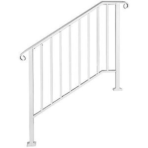 Leuning Picket #1/2/3/4/5 Past 1 Tot 5 Stappen Wit Zwart Smeedijzeren Trap Leuning Met Installatie Kit Rails Outdoor Elektrisch, tuin- en handgereedschap(White 3-Step)