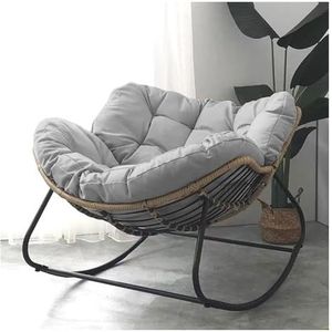 Outdoor Schommelstoel, Patio Egg Schommelstoel, Indoor Papasan Stoel, Rotan Rieten Lounge Stoel, Moderne Koninklijke Stoel for Slaapkamer, Woonkamer, Veranda, Tuin, Gazon - Grijs