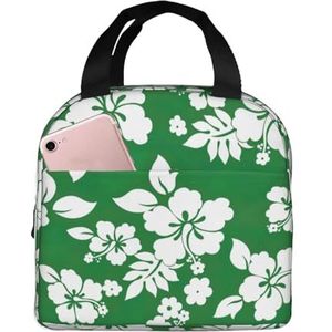 SUHNGE Hawaii Bloemenprint Geïsoleerde lunchtas Rolltop Lunch Box Tote Bag voor Vrouwen, Mannen, Volwassenen en Tieners