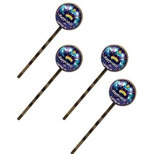 Blauwe Cartoon Eenhoorns Sterren Print Haarspeldjes Voor Vrouwen Meisjes, 4 Pack Haar Haarspeldjes Bobby Pins Haarspelden Accessoires Geschenken