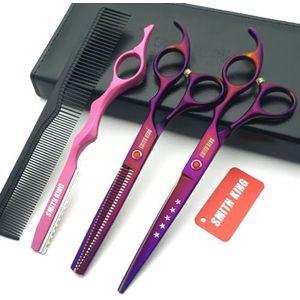 Smith King 7 inch haarschaarset met uitdunschaar, scheermes, kammen - duurzaam roestvrij staal, ergonomisch ontwerp, verstelbare strakheid, 3 maanden onvoorwaardelijke terugkeer