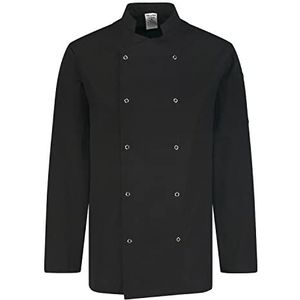 PALLTEX Nozomi LS koksjas voor dames, uniseks, koksjas voor heren, zwart/wit, professionele chef-uniform, lange mouwen, zwart, XS