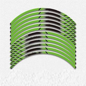 wiel vorm Motorfiets Sticker Buitenste Velg Stickers Band Film Grens Reflecterende Decals Band Decoratie Sticker Voor Z 125 Z125(Color:Green)