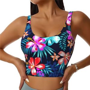 Bloemen Blauwe Print Comfortabele Vrouwen Sport Vest Yoga Workout Vest Voor Vrouwen Lichtgewicht Zomer, Zwart, S