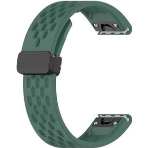 26 20 22mm Horlogeband fit for Garmin Fenix ​​7 7s 7X6 6X Pro 5 5S 5X Plus 3HR Siliconen Quick Release Horloge Easyfit Polsband Band (Color : Dark green, Size : 20mm)