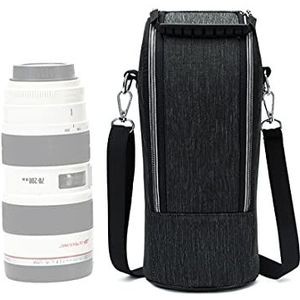 DLD-K gewatteerde dikke waterbestendige lens etui tas voor bescherming DSLR cameralens met schouderriem compatibel met Canon 70-200/2.8 Nikon 70-200/2.8 SIGMA APO DG 70-300mm 1:4-5.6 (zwart)