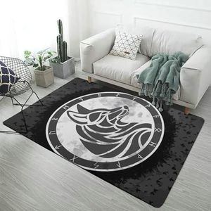 Viking Area Rug, Noorse Mythologie Print Tapijt, Zacht Gezellig Flanel Vloerkleed Antislip Wasbaar voor Slaapkamer Woonkamer(Color:Odin wolf,Size:60 x 90CM)