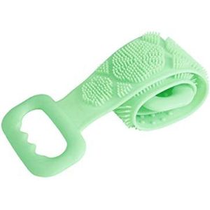 Siliconen badlichaamsborstel, exfoliërende lange siliconen lichaamsscrubber, badmassagehanddoek voor dode huidverwijderaar, dubbelzijdig, gemakkelijk schoon te maken, goed schuimend (Groen)