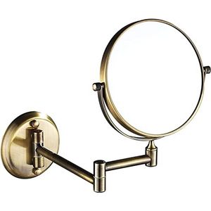 FJMMSJPVX Make-up spiegel voor wandmontage, dubbelzijdige make-upspiegel 8 inch met vergroting, draaibare spiegel voor badkamer, brons (kleur: nikkel, maat: 3x)