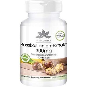 Paardekastanje Extract Capsules - 300mg per capsule - hoge dosering - veganistisch - 120 capsules - met 20% Aescin | HERBADIREKT by Warnke Vitalstoffe - Duitse apothekerskwalitei